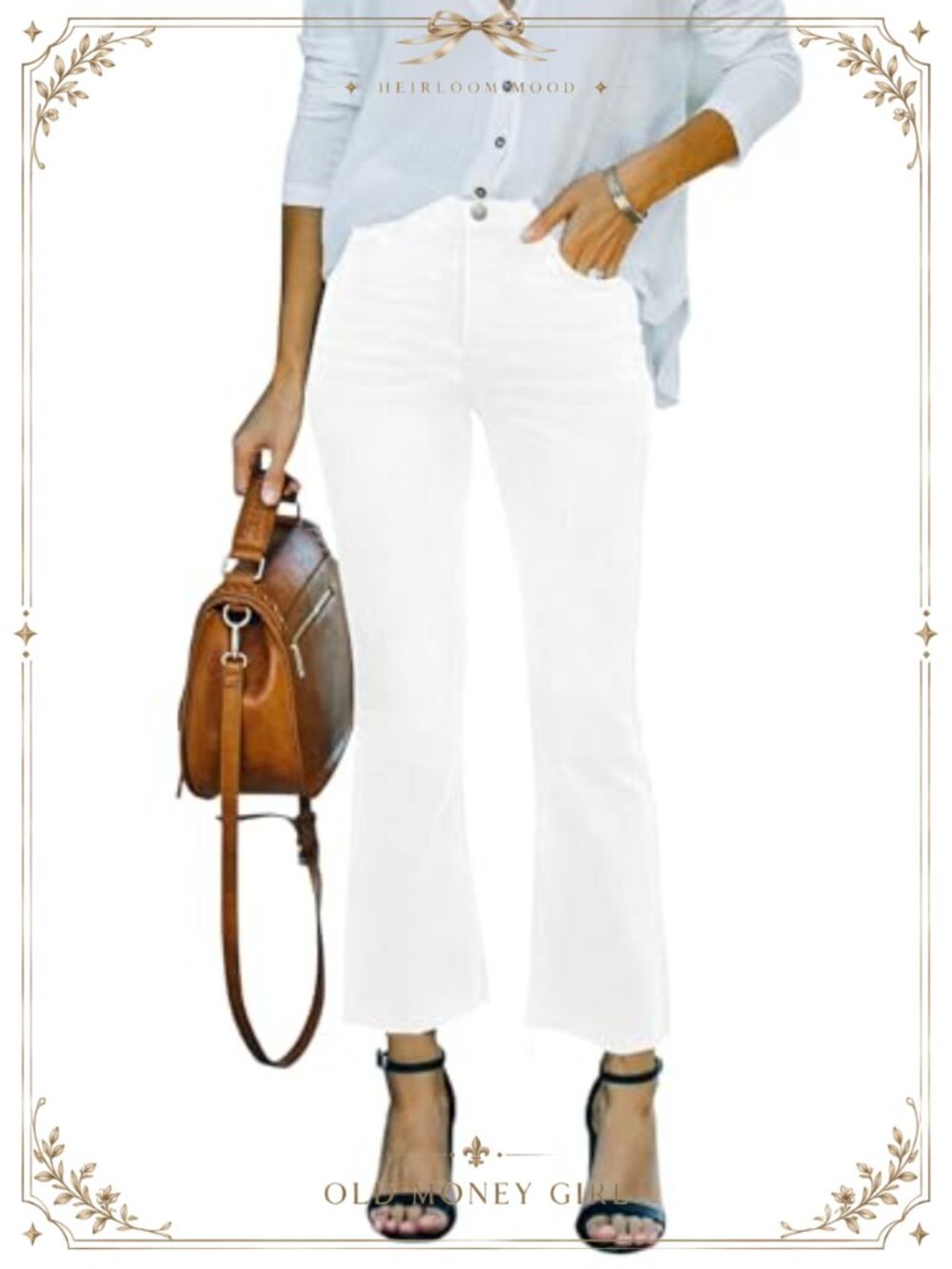 High Rise Flare Cropped Jeans Raw Hem Stretch Denim Pants